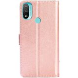 Voor Motorola Moto E20 Zipper Bag PU + TPU Horizontale Flip Leather Case (Rose Gold)