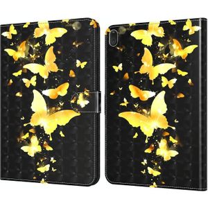 Voor Lenovo Tab E10 3D Painted Pattern Leather Tablet Case (Golden Butterfly)