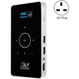 C6 1G+8G Android System Intelligent DLP HD Mini Projector Portable Home Mobile Phone Projector? UK Plug (Black)