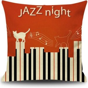 2 stks Piano Note Digital Printed Linnen Kussensloop Without Pillow Core  Size: 45x45cm