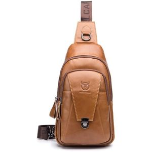 BUFF CAPTAIN 110 Men Leather Shoulder Bag First-Layer Cowhide Leather Multi-Function Chest Bag(Yellow Brown)