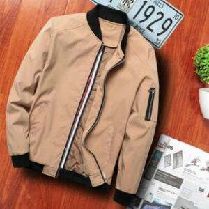 Mannen Zipper Jacket Male Casual Streetwear Hip Hop Slim Fit Pilot Coat herenkleding  maat: XXL(Khaki)