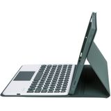 Voor iPad 10th Gen 10.9 2022 YA10B-A Lamsvacht Textuur Bluetooth Touch Toetsenbord Lederen Tablet Case met Pen Slot (Donkergroen)