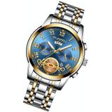 FNGEEN 4001 Men Non-Mechanical Watch Multi-Function Quartz Watch  Colour: Gold Blue Surface
