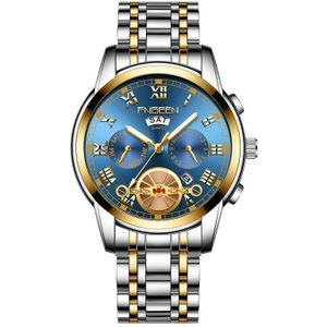 FNGEEN 4001 Men Non-Mechanical Watch Multi-Function Quartz Watch  Colour: Gold Blue Surface
