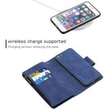 For iPhone 6 Plus Skin Feel Detachable Magnetic Zipper Horizontal Flip PU Leather Case with Multi-Card Slots & Holder & Wallet & Photo Frame & Lanyard(Blue)