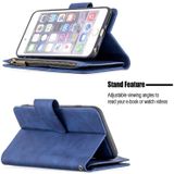 For iPhone 6 Plus Skin Feel Detachable Magnetic Zipper Horizontal Flip PU Leather Case with Multi-Card Slots & Holder & Wallet & Photo Frame & Lanyard(Blue)