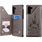 Voor Galaxy Note10 Skull Head Embossing Pattern Shockproof Protective Case met Holder & Card Slots & Wallet(Grey)