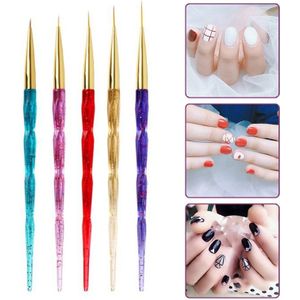 5 Piece/set Acrylic Phototherapy Nail Painting Flower Carved Crystal Pen Nail Pen