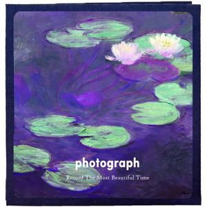 Art Retro DIY Pasted Film Photo Album Family Couple Commemorative Large-Capacity Album  Colour:16 inch Water Lily(60 White Card Inner Pages)
