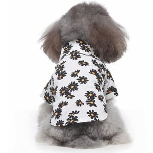 2 PCS Pet Beach Shirt Dog Print Spring And Summer Clothes  Size: L(White)