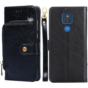 For Motorola Moto G Play (2021) Zipper Bag PU + TPU Horizontal Flip Leather Case with Holder & Card Slot & Wallet & Lanyard(Black)