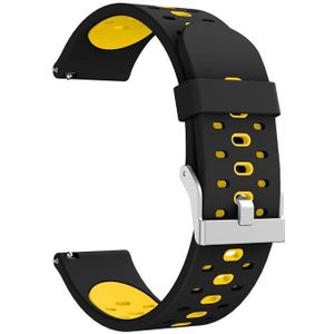 For Samsung Galaxy Watch 3 41mm Three Row Holes Silicone Replacement Strap Watchband(Black Yellow)