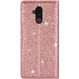 For Huawei Mate 20 Lite Ultrathin Glitter Magnetic Horizontal Flip Leather Case with Holder & Card Slots(Rose Gold)