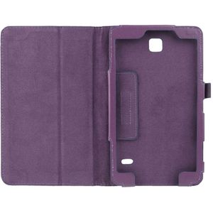 Litchi Texture Flip Leather Case with Holder for Galaxy Tab 4 8.0 / T330(Purple)
