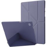 Voor Samsung Galaxy Tab A8 10.5 2021 Vervorming Transparante Acryl Horizontale Flip PU-lederen Tablet Case (Lavender Grey)