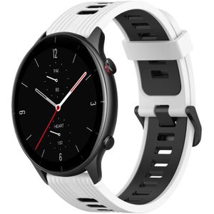 Voor Amazfit GTR 2E 22 mm verticaal patroon tweekleurige siliconen horlogeband (wit+zwart)