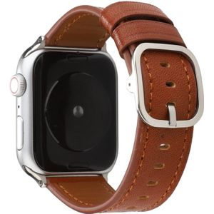 For Apple Watch Series 5 & 4 44mm / 3 & 2 & 1 42mm Modern Style Buckle Genuine Leather Strap(Brown)