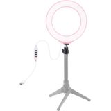 PULUZ 6.2 inch 16cm USB 3 Modes Dimmable LED Ring Vlogging Photography Video Lights  with Cold Shoe Tripod Ball Head(Pink)