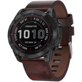 Voor Garmin Fenix 7X 26mm lederen stalen gesp horlogeband