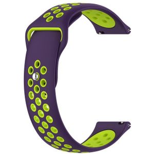 For Huawei Watch 3 / 3 Pro 22mm Two-color Silicone Replacement Strap Watchband(Purple Lime Green)
