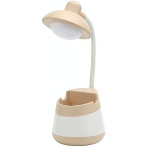 USB Charging LED Desk Light Eye Protection Lamp with Pen Holder and Phone Holder(CS276-4 Yellow)