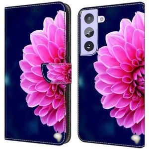 Voor Samsung Galaxy S21+ Crystal 3D schokbestendig beschermend lederen telefoonhoesje (roze bloemblaadjes)