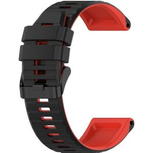 Voor Garmin Forerunner 935 22mm Silicone Mixing Color Watch Strap (zwart + rood)