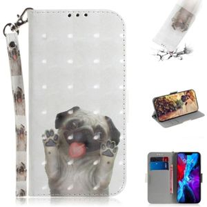 For iPhone 12 Max / 12 Pro 3D Colored Drawing Horizontal Flip Leather Case with Holder & Card Slots & Wallet & Lanyard(Pug)