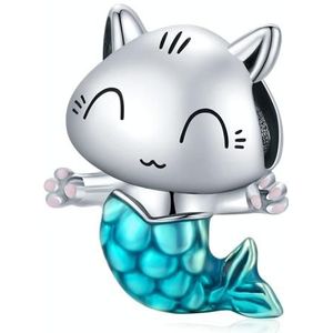 S925 Sterling Silver Cat Mermaid Beads DIY Bracelet Necklace Accessories