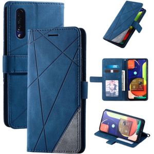 For Samsung Galaxy A50 Skin Feel Splicing Horizontal Flip Leather Case with Holder & Card Slots & Wallet & Photo Frame(Blue)