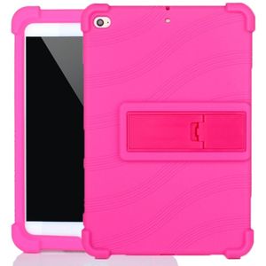 For iPad mini 5 / 4 Tablet PC Silicone Protective Case with Invisible Bracket(Rose Red)