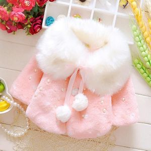 Girls Cloak Thickened Warm Cloak (Color:Pink Size:80)
