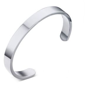 8mm Width Women Men Stainless Steel Surface Bracelet Bangle(Silver)