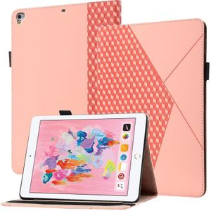 Rhombus Skin Feel Horizontale Flip Tablet Lederen Case met Kaart Slots & Houder & Slaap / Wake-up Functie voor iPad 9.7 2018/2017 (Rose Gold)
