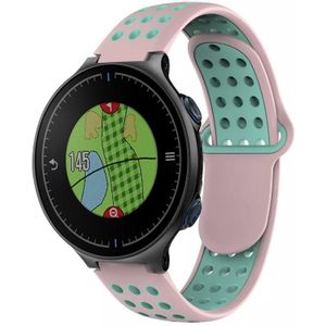 Voor Garmin Approach S5 tweekleurige geperforeerde ademende siliconen horlogeband (roze + groenblauw)
