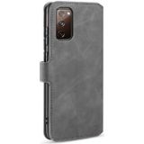 For Samsung Galaxy S20 FE DG.MING Retro Oil Side Horizontal Flip Case with Holder & Card Slots & Wallet(Grey)