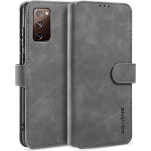 For Samsung Galaxy S20 FE DG.MING Retro Oil Side Horizontal Flip Case with Holder & Card Slots & Wallet(Grey)