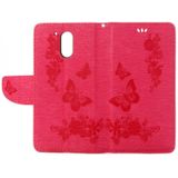 For Motorola Moto G (4rd gen) Plus Pressed Flowers Butterfly Pattern Leather Case with Holder & Card Slots & Wallet(Magenta)