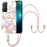 For Xiaomi Redmi Note 11 Pro 5G / 4G Foreign Splicing Marble Flower Pattern TPU Phone Case with Lanyard(Imperial Crown)