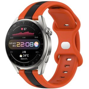 Voor Huawei Watch 3 Pro nieuwe 20 mm vlindergesp tweekleurige siliconen horlogeband (oranje + zwart)