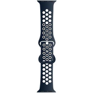 Butterfly Buckle Dual-tone Liquid Silicone Replacement Watchband For Apple Watch Series 6 & SE & 5 & 4 44mm / 3 & 2 & 1 42mm(Navy+White)