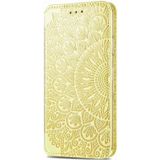 For Samsung Galaxy A71 Blooming Mandala Embossed Pattern Magnetic Horizontal Flip Leather Case with Holder & Card Slots & Wallet(Yellow)