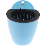 Self-Watering Planter Kweekplanten Luie Bloempotten Muurhangende Ronde Hars Plastic Bloempotten  Afmeting: 11x8x10.5cm (Blauw)