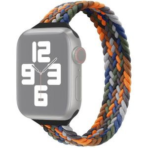 Small Taille Single Loop Nylon Vlecht Vervangende horlogeband voor Apple Watch Series 7 45mm / 6 & SE & 5 & 4 44 MM / 3 & 2 & 1 42mm  Grootte: M 155mm (Camouflage Kleurrijk)