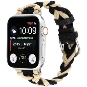 Enkele elastische nylon gevlochten horlogeband voor Apple Watch-serie 8 & 7 41 mm / SE 2 & 6 & SE & 5 & 4 40 mm / 3 & 2 & 1 38 mm (zwart abrikoos)