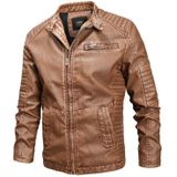 Fashionable Men Leather Jacket (Color:Khaki Size:M)