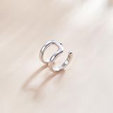 S925 Sterling Zilver Zilver Double-ring Ear Clip Dames Oorbellen