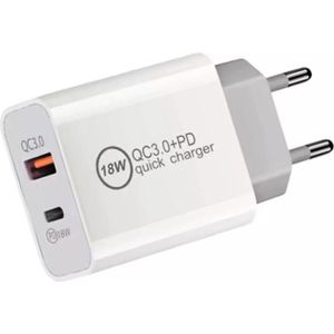 18W PD + QC 3.0 USB Dual Fast Charging Universal Travel Charger  EU Plug