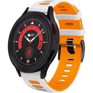For Samsung Galaxy Watch 5  44mm 20mm Two-Color Silicone Watch Band(White+Orange)
